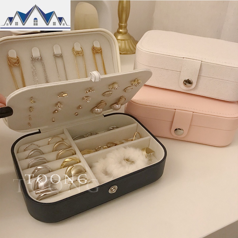 韩版ins风饰品盒收纳盒小便携大容量极简简约项链耳环耳钉首饰盒 三维工匠高清大图