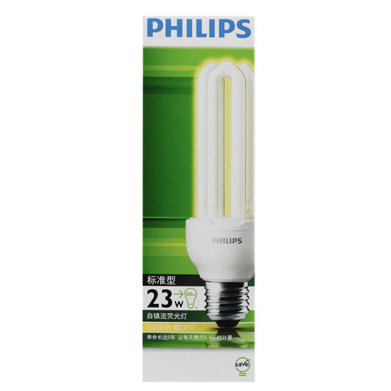 飞利浦(Philips) 35W E27 4U节能灯泡 6500K白光 6只 (单位:件)