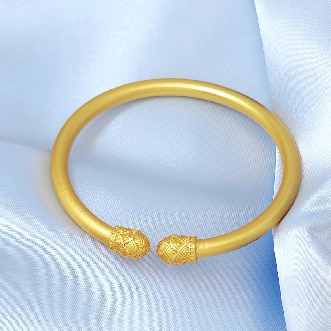 古法传承手镯女仿沙金仿真假黄金镀金实心两世欢素圈镯子结婚首饰 均色