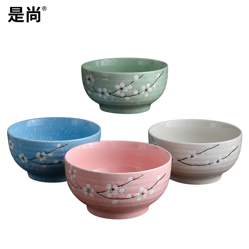 是尚 雪花釉螺纹泡面碗陶瓷餐具 颜色随机15.5*8CM