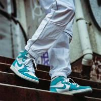Air Jordan1 AJ1 灰粉 脏粉翻毛皮个性做旧黑脚趾 蒂芙尼绿麂皮运动高帮篮球鞋555088-311