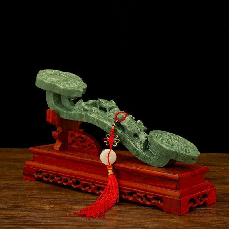 家柏饰(corated)玉石绿如意摆件玉如意摆设