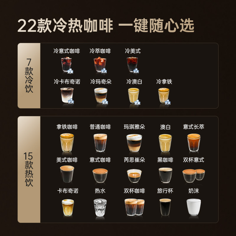 咖啡自由(KAxFREE)A5全自动咖啡机 智能冷萃咖啡机 意式现磨咖啡 家用办公室全自动研磨一体机奶泡萃取 黑色高清大图