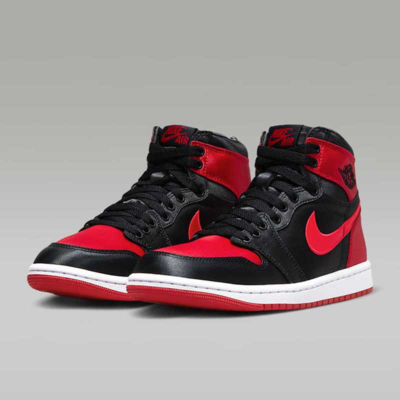 耐克nikejordan1aj1黑红丝绸高帮女鞋复古篮球鞋fd4810061
