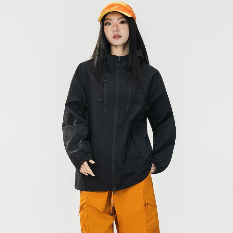 某焦同款防晒衣女山系防紫外线夏季宽松透气防晒服男UPF100+外套 黑色 M