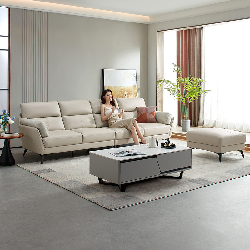 林氏家居现代简约荔枝纹头层牛皮艺沙发家用客厅小户型舒适家具组合