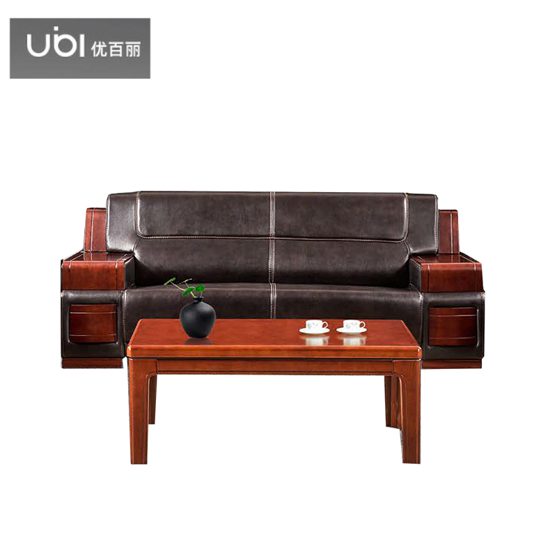 优百丽 F-2049 办公室沙发 办公家具 会客接待 现代简约家具 颜色尺寸可定制 三人位（棕色牛皮）