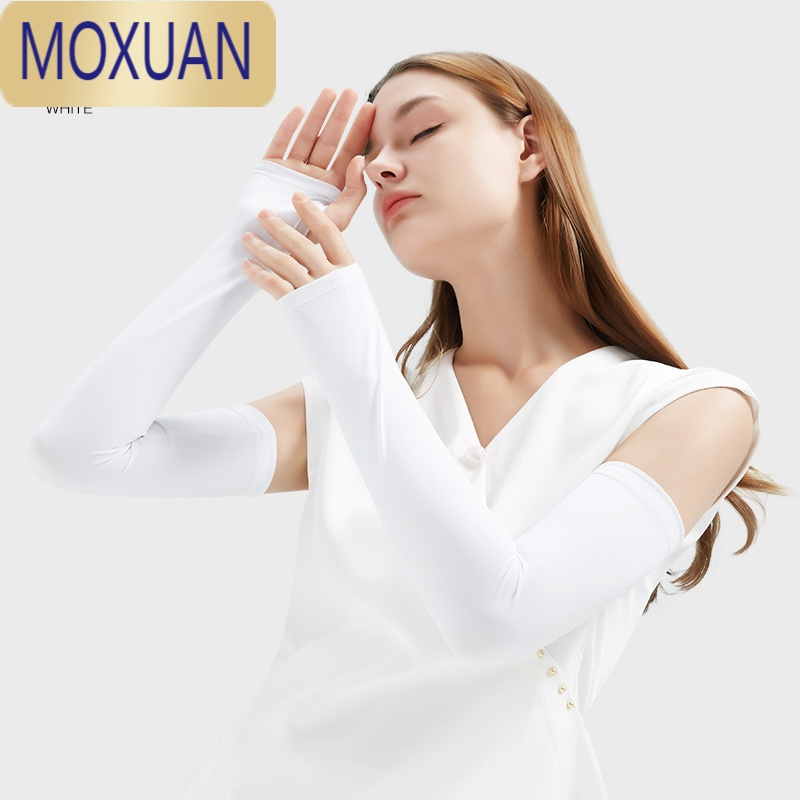 moxuan防晒冰袖女护臂冰丝手袖薄款夏季天骑电动车开车袖套手套视频