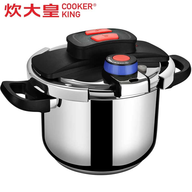 PY 炊大皇(COOKER KING)KA47885 高压锅 304不锈钢 一键开合压力锅6L 炖汤 煮汤明火电磁炉通用