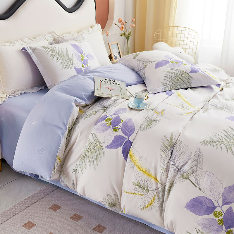 唐纳家纺 全棉四件套-云杉花叶 200*230CM- TN-KT24050高清大图