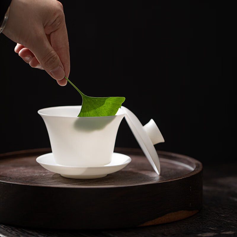 苏氏陶瓷/SUSHI CERAMICS J1062 羊脂玉瓷马蹄盖碗茶具套装 (单位:套)