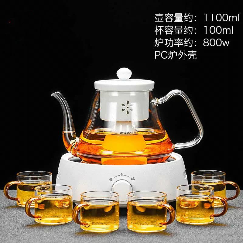 家柏饰(CORATED)玻璃水壶烧水煮茶套组家用透明过滤蒸茶壶电热茶炉简约电陶炉图片
