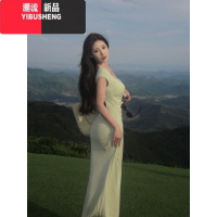 YIBUSHENG[冰冰蜜瓜奶昔~]露背连衣裙女纯欲温柔风修身甜辣包臀长裙女