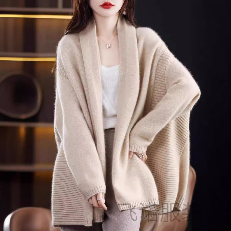 斗篷披肩女春秋新款100羊毛外套中长款开衫宽松加厚针织韩版毛衣