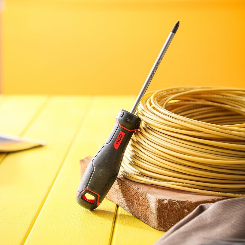 得力deli5把装螺丝刀s2带磁性十字大号螺丝刀螺丝批改锥起子ph1x75mm