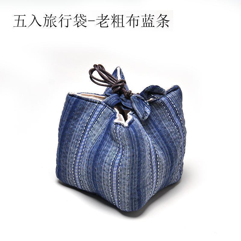 美帮汇便携茶具收纳袋旅行布包茶壶茶杯收纳包一壶四杯棉麻抽绳加厚高清大图