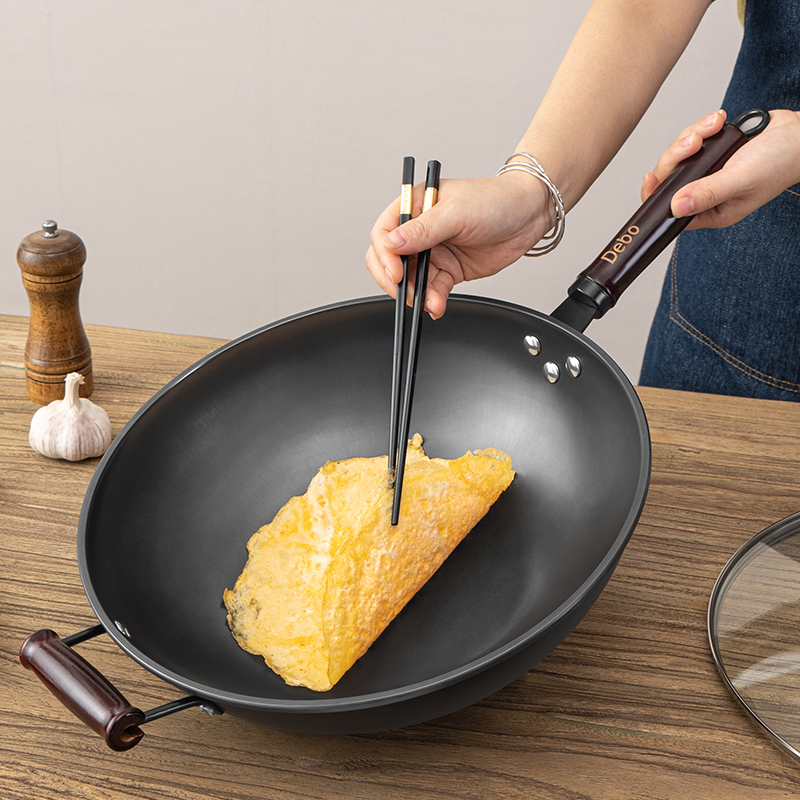 德铂(Debo) 德福斯铸铁炒锅 精铁锅健康无涂层家用炒锅 34cm DEP-DS304!高清大图