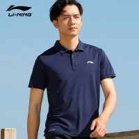 李宁短袖T恤男 2019夏季吸湿透气速干翻领纯色跑步休闲运动Polo衫