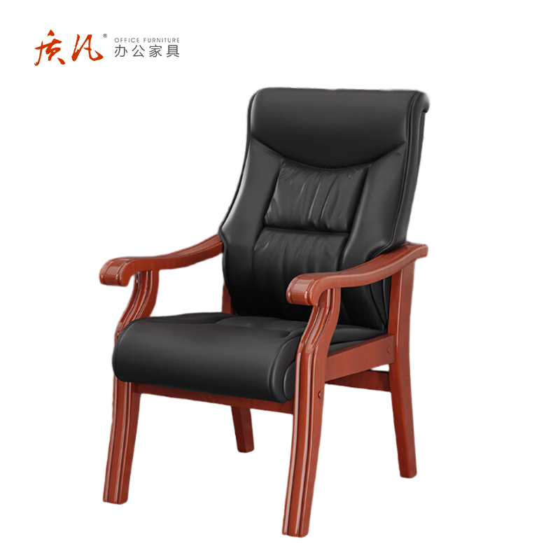 质凡 老板椅B橡木牛皮办公椅 /ZF-YQY011/65.5*63.5*110cm高清大图