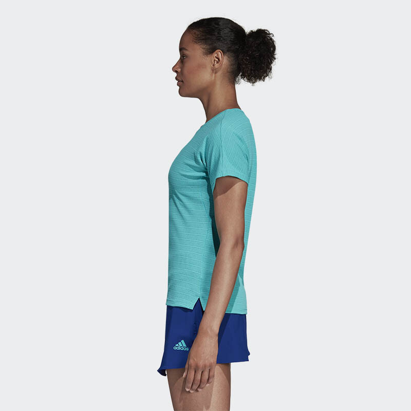 阿迪达斯 (adidas)春夏新款羽毛球短袖男女款圆领T恤休闲运动短袖针织速干透气 绿侣款短袖 女款绿色短袖CW7084