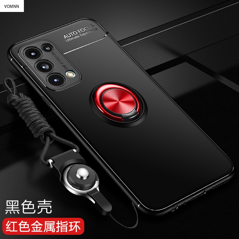 VMONNopporeno5手机壳reno5pro保护opporeon5por十硅胶套全包防摔5G软壳磨砂opopren Reno5Pro【黑色+红色磁吸指环】一体支架★送全屏软膜+