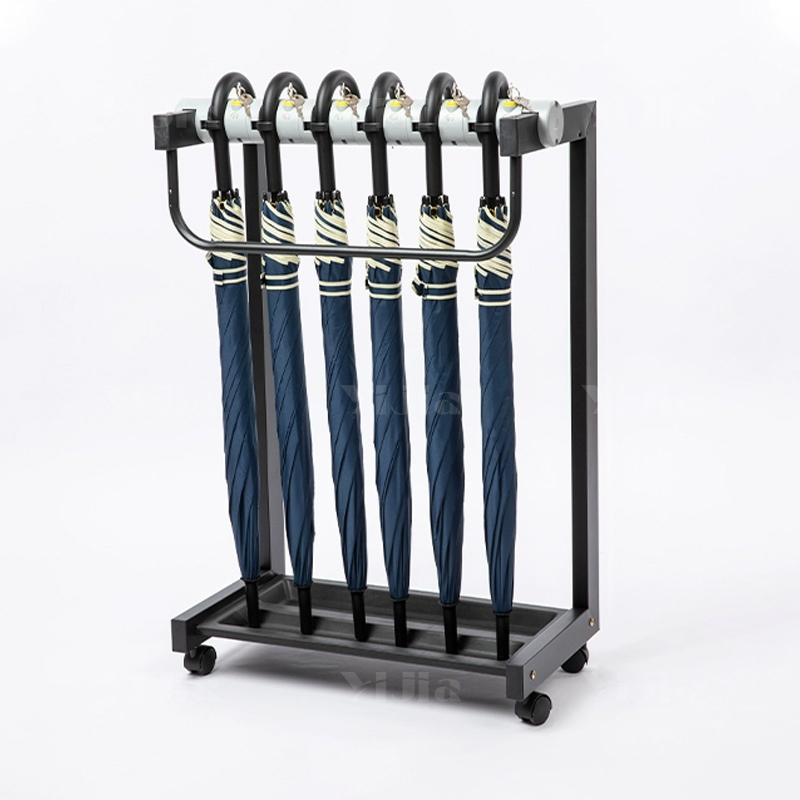 翌嘉YJ4122847 雨伞架大容量伞架商用酒店铁艺含锁雨伞收纳架 加高款6头含6把伞高清大图