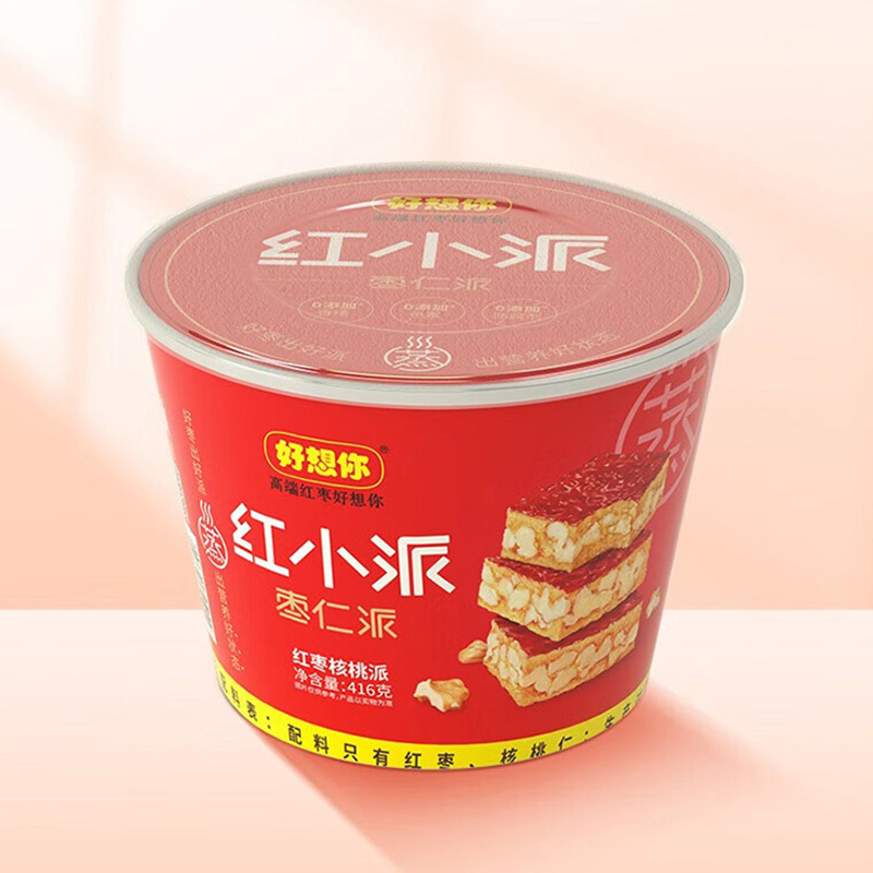 好想你枣仁派新疆特产甜糯水润厚实饱满红小派枣夹核桃416g*1桶
