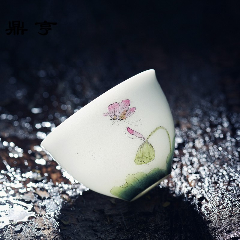 鼎亨 主人杯 小茶杯陶瓷景德镇茶具功夫茶杯花开花落品茗杯白瓷