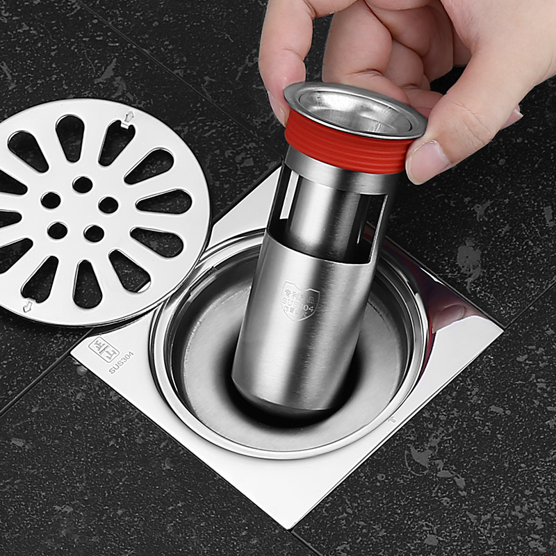 正山 厨房卫浴防臭地漏芯地漏304不锈钢大排量洗衣机地漏防虫防堵五金挂件高清大图