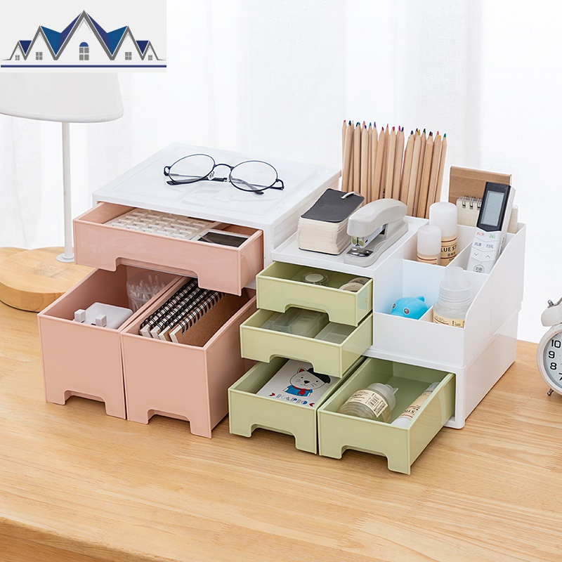 办公桌置物架桌上学生书桌收纳桌面办公用品文具收纳盒抽屉式 三维