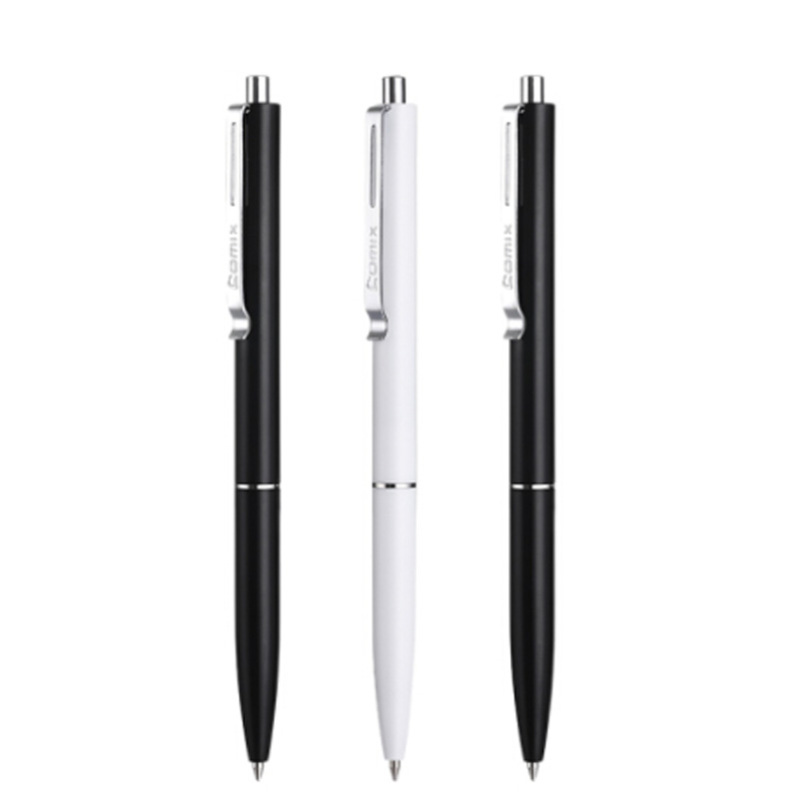 齐心BP105R 黑色按动圆珠笔中油笔0.5mm (12支/盒 )