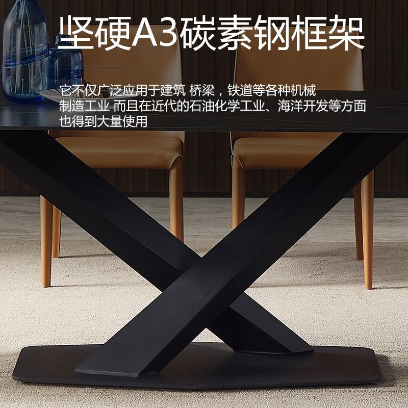 意式极简进口岩板餐桌长方形简约现代家用小户型北欧大理石餐桌