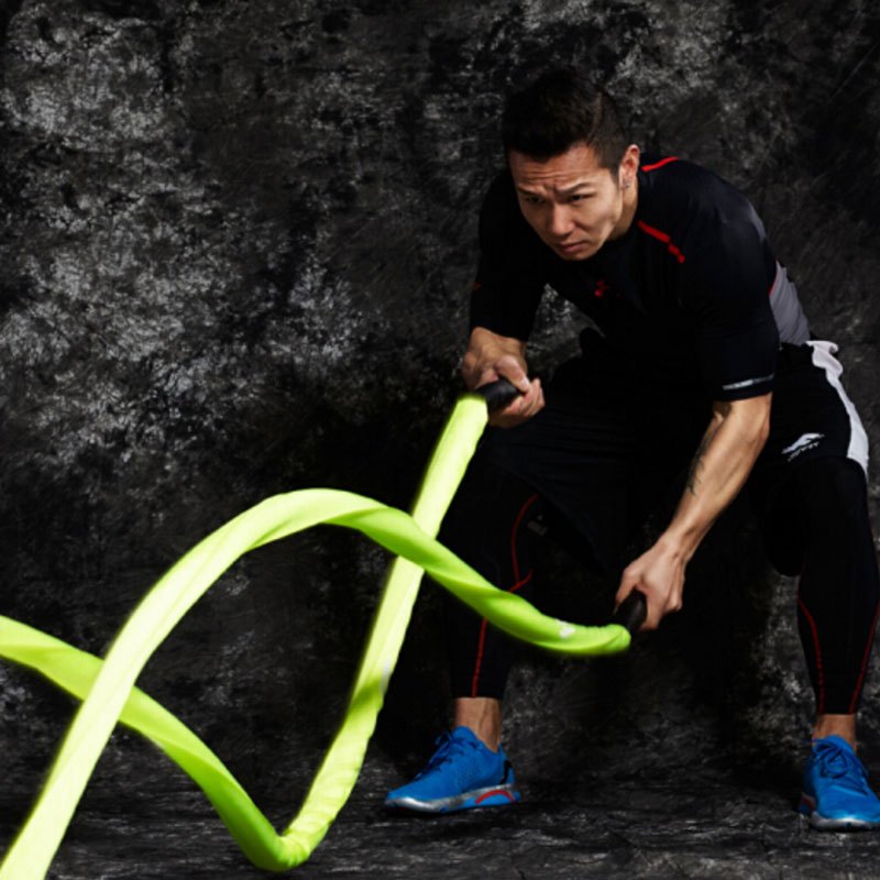 捷英飞JOINFIT 力量训练绳UFC格斗绳 体能训练粗绳 MMA格斗训练甩绳 直径1.5英寸9米白绳绿护套