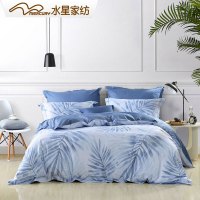 水星(MERCURY) 家纺全棉贡缎活性印花四件套被套床单布鲁克林1.8m床