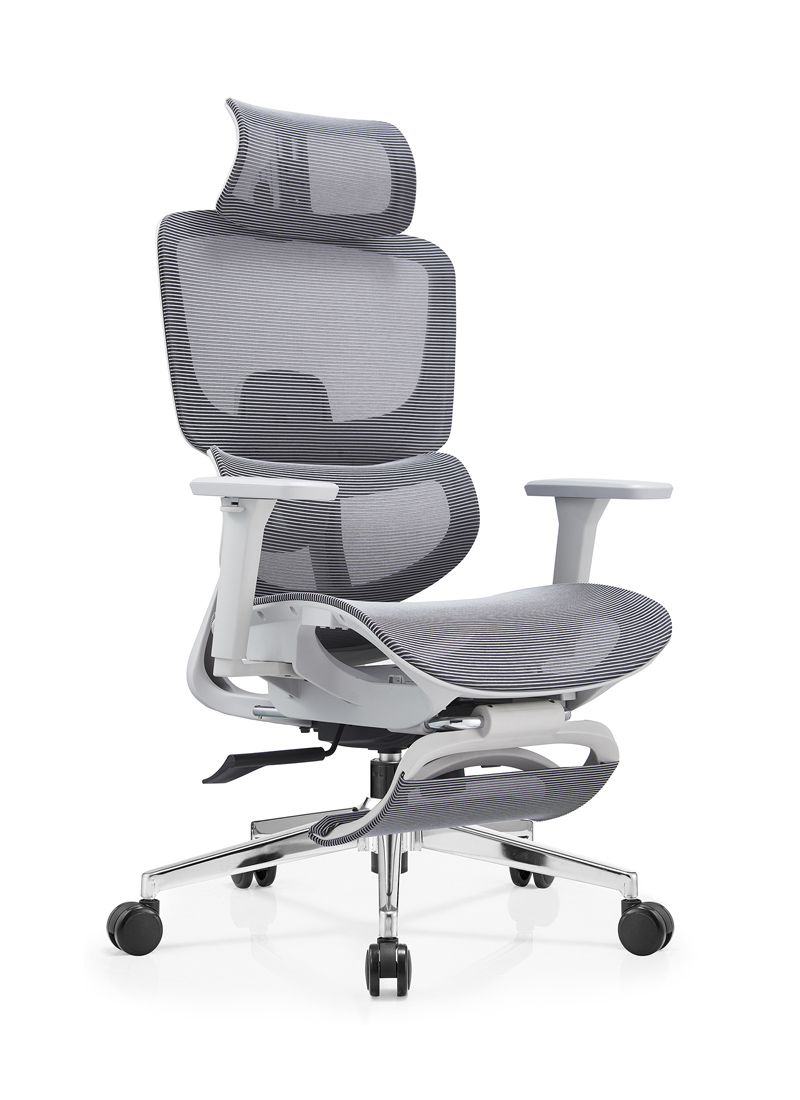 德诚和人体工学自动追腰靠背人体工学椅灰色2004A-1 带脚踏