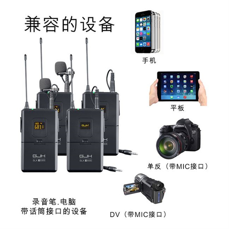 HKFZ小蜜蜂一拖二无线领夹式麦克风单反相机录音街头采访话筒直播收音