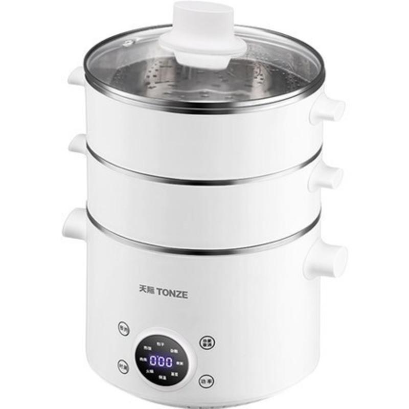 白色两层2个蒸盘1个蒸笼天际多功能电蒸锅家用小型蒸笼蒸馒头包子插电