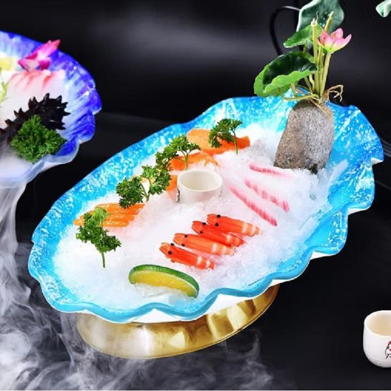 高端三文鱼刺身盘冰盘大号日式鱼生刺生专用摆盘海鲜拼盘姿造盘子刺身