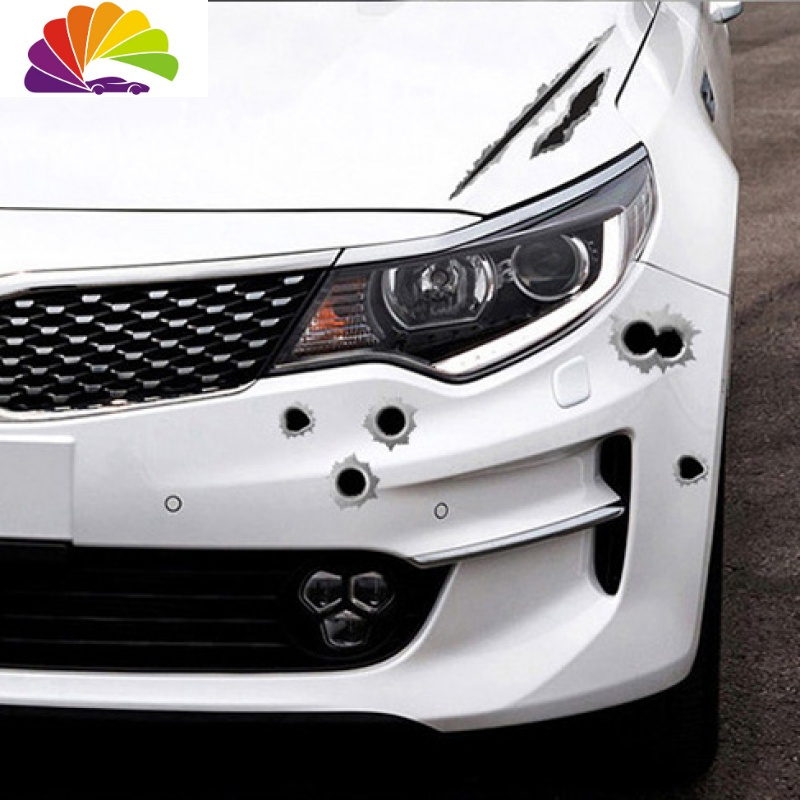 3d立体贴防水汽车划痕遮挡创意个性车车身装饰反光贴纸c款弹孔买2送1