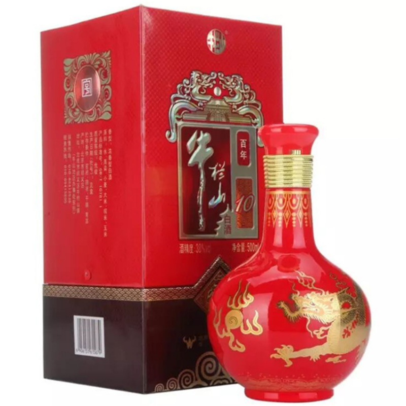 牛栏山 百年红系列 百年二锅头陈酿红瓶喜酒 牛栏山红10年十年38度500ml*6瓶整箱装