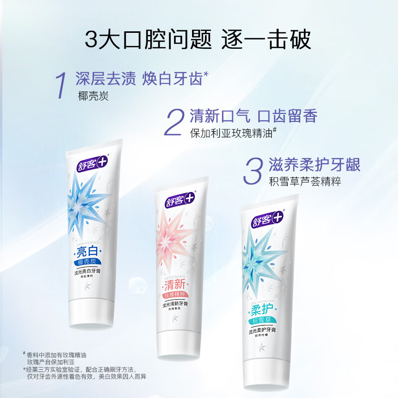 舒客流光亮白牙膏120g*3支装高清大图