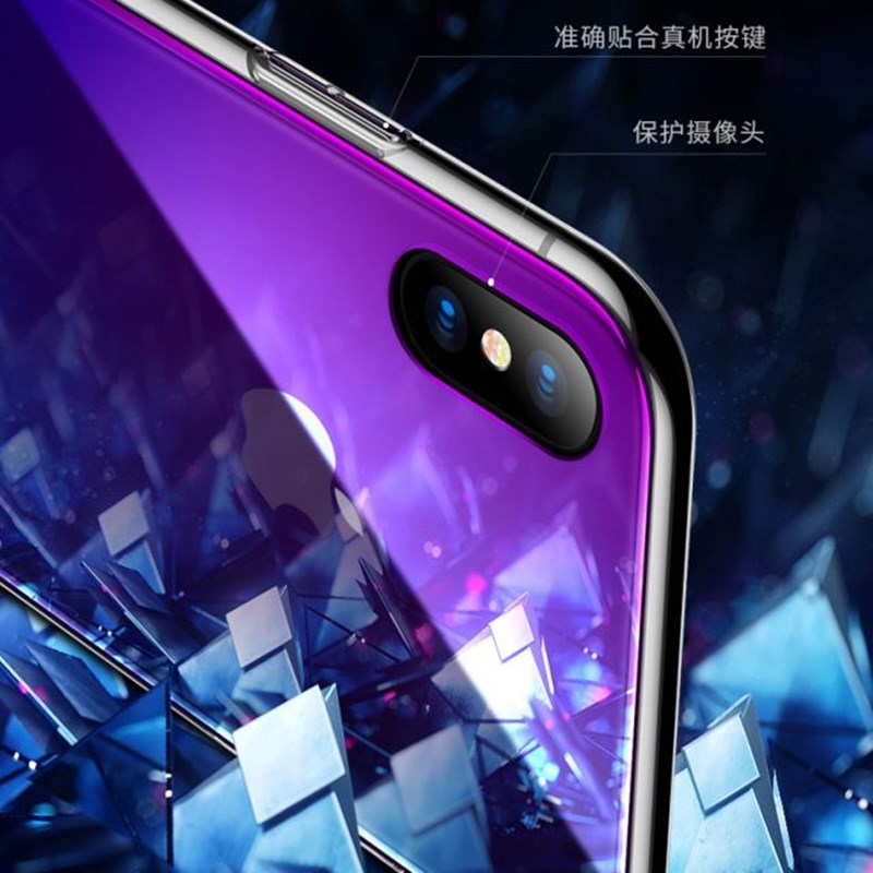 [送钢化膜两张]高铭宣苹果iphone11pro手机壳苹果xr潮牌高档钢化玻璃女苹果xsmax全包防摔渐变色玻璃手机套