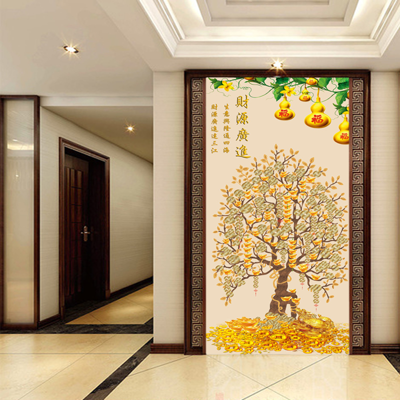 定制无缝壁画沙背景墙客厅墙纸壁纸卧室墙布大型定做玄关财树壹德壹