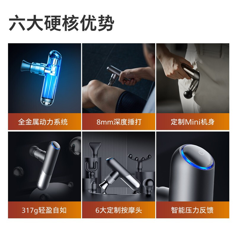 飞利浦(Philips) 筋膜枪 肌肉按摩器苏宁自营 颈部按摩仪迷你肌膜 健身电动男女腰部按摩枪5101G礼物