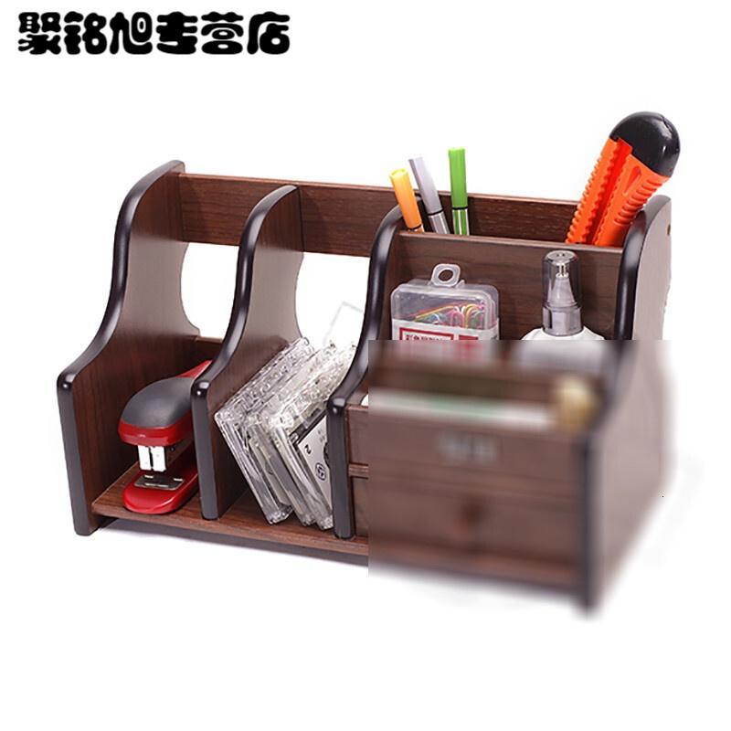 笔座实木笔筒创意时尚多功能办公文具收纳盒桌面高档商务礼品摆件简约