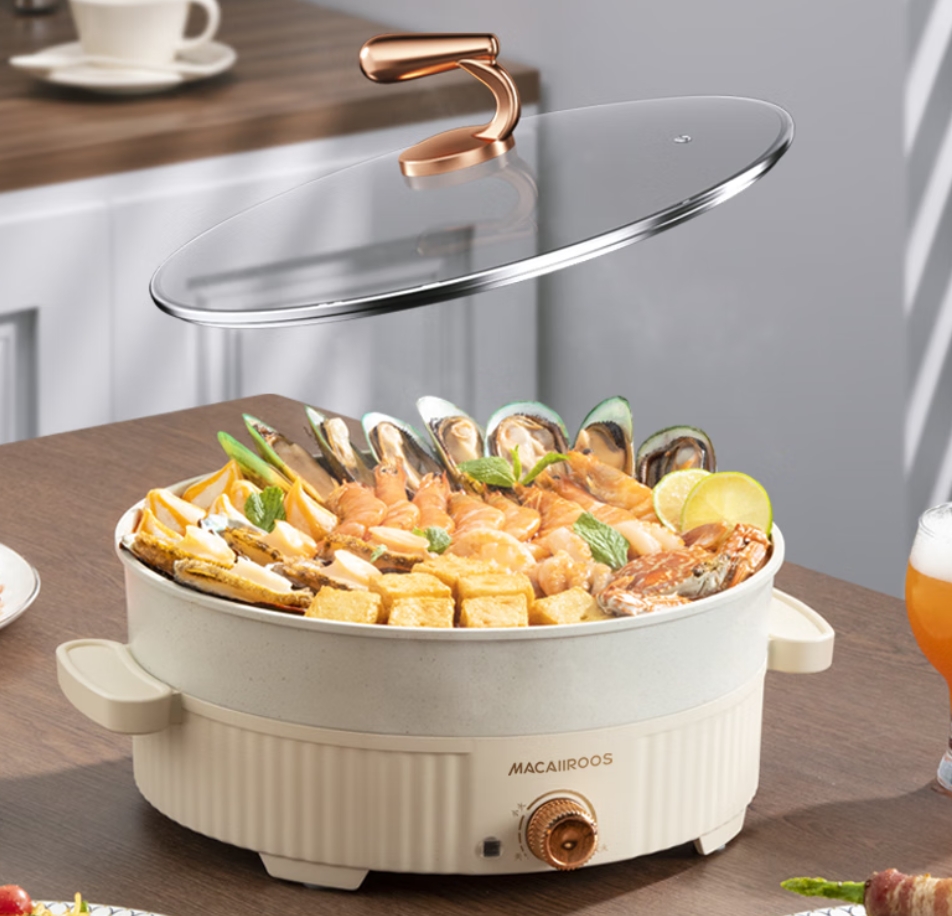 迈卡罗多功能电热锅家用炒菜锅电炒锅火锅蒸煮炖一体 MC-BD157