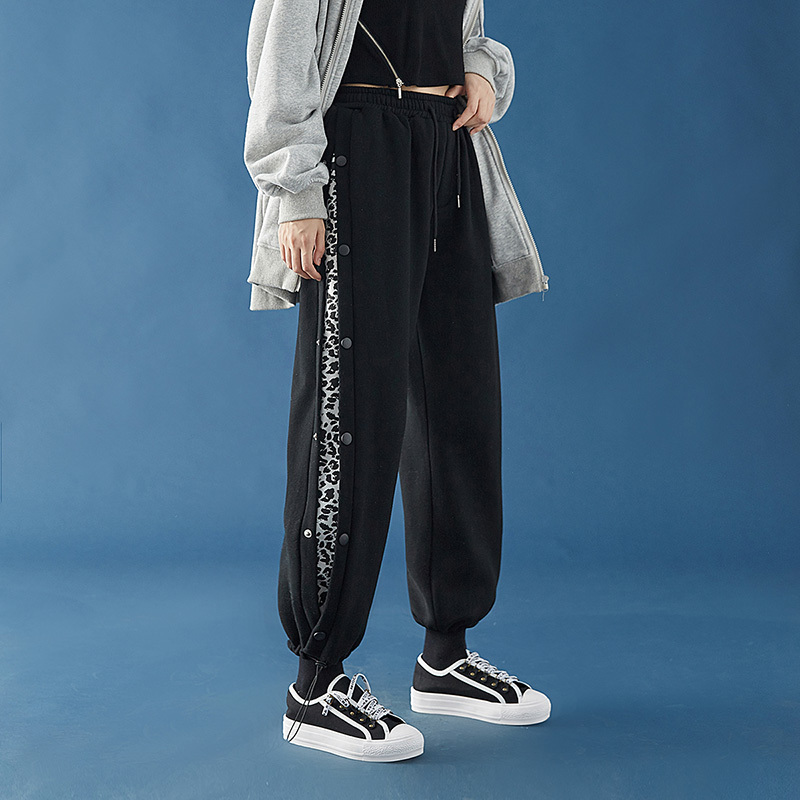 YUANSU盐系男日系高街豹纹运动卫裤搞定一周穿搭抽绳束脚排扣裤休闲长裤休闲裤