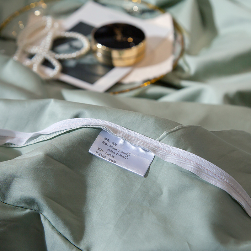 婵思 TJ0KL02000438 60支长绒棉绣花 床上用品套件 200*230cm 果绿色高清大图