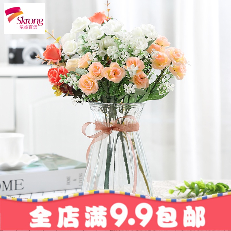 欧式创意竖棱玻璃花瓶 水培植物玻璃瓶绿萝透明装饰客厅插花摆件