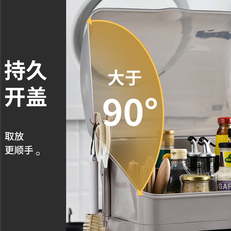 带盖调味调料盒套装酱油醋瓶糖盐罐子置物架抽屉式厨房用品收纳盒收纳层架 三维工匠高清大图